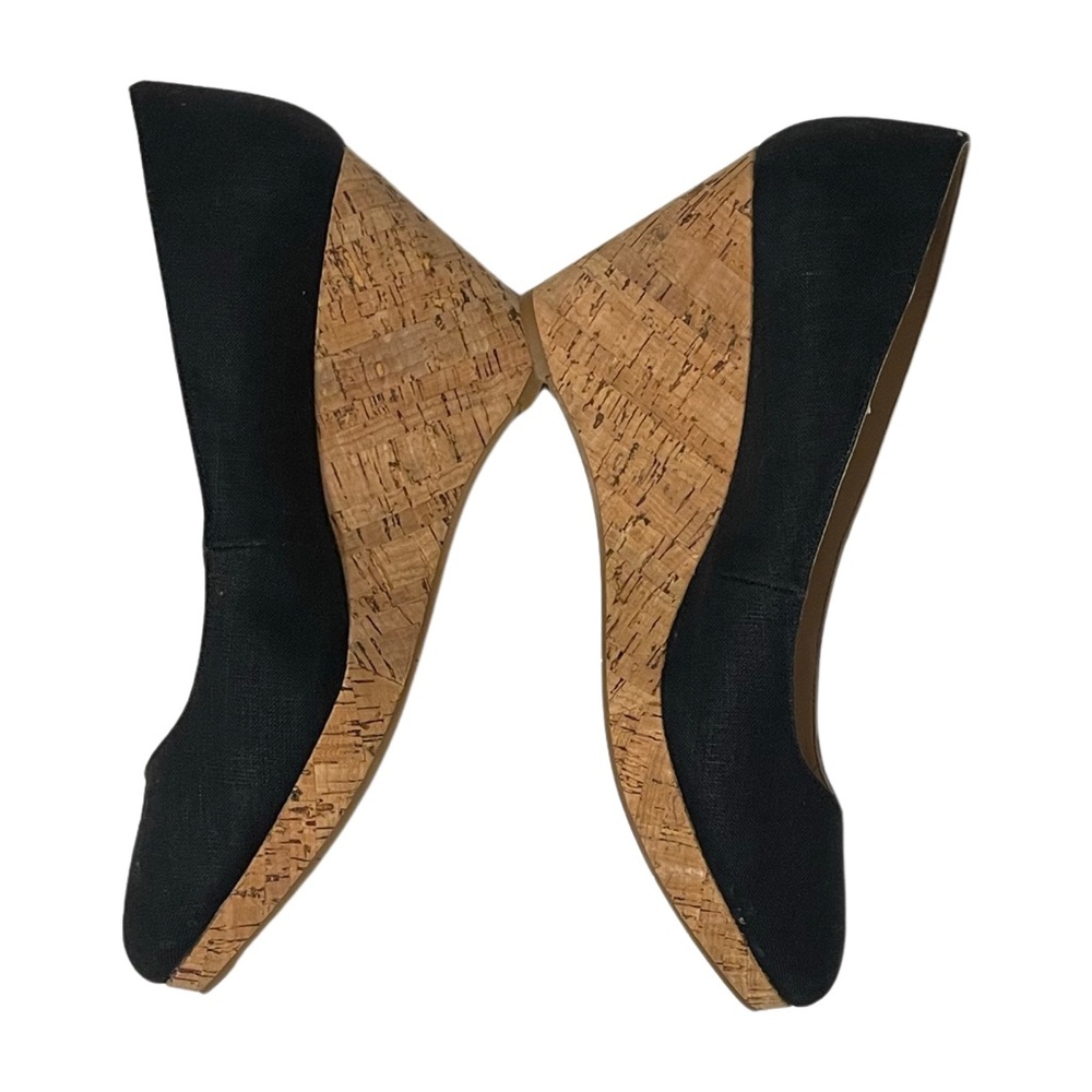 Nine West Black Canvas Cork Wedges